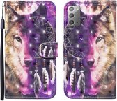 Voor Samsung Galaxy Note20 3D Geschilderd Patroon Horizontale Flip Leren Case met Houder & Portemonnee & Kaartsleuf & Lanyard (Wind Chime Wolf)