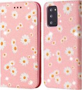 Voor Samsung Galaxy Note20 Glinsterende Daisy Magnetische Horizontale Flip Leren Case met Houder & Kaartsleuven & Fotolijst (Roze)