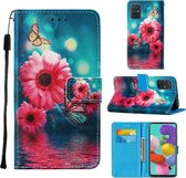 Voor Samsung Galaxy A51 Cross Textuur Schilderen Patroon Horizontale Flip Leren Case met Houder & Kaartsleuven & Portemonnee & Lanyard (Chrysanthemum)