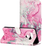 Voor LG K51 Gekleurde Tekening Marmer Patroon Horizontale Flip PU Lederen Case met Houder & Kaartsleuven & Portemonnee (Roze Zeewater)