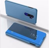 Voor OPPO A9 2020 / A5 2020 vergulde spiegel horizontaal flip leer met standaard mobiele telefoon holster (blauw)