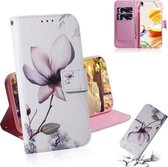 Voor LG K61 Gekleurde tekening Horizontale flip lederen tas, met houder & kaartsleuven en portemonnee (Magnolia Flower)