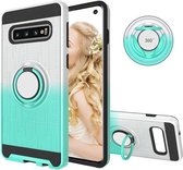 Voor Galaxy S10 + 2 in 1 pc + TPU beschermhoes met 360 graden roterende ringhouder (mintgroen)