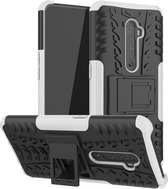 Voor OPPO Reno2 Tyre Texture Shockproof TPU + PC beschermhoes met houder (wit)