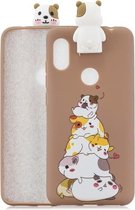 Voor Xiaomi Redmi Note 6 Pro Cartoon schokbestendige TPU beschermhoes met houder (hamsters)