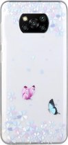 Voor Xiaomi Poco X3 Gekleurd tekeningpatroon Transparant TPU-beschermhoes (bloemvlinder)