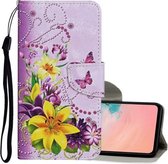 Voor Geschikt voor Xiaomi Poco X3 NFC Gekleurd tekeningpatroon Horizontale flip lederen tas met houder & kaartsleuven & portemonnee & lanyard (gele bloemvlinder)
