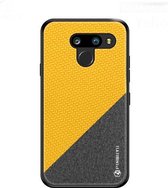 PINWUYO Hong-serie anti-fall TPU + chemische vezeldoek beschermhoes voor LG K50 / Q60 (geel)