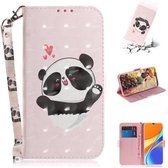 Voor Xiaomi Redmi 9C 3D Gekleurde Tekening Horizontale Flip Leren Case met Houder & Kaartsleuven & Portemonnee & Lanyard (Hart Panda)