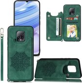 Voor Xiaomi Redmi 10X Pro 5G Mandala Reliëf PU + TPU Case met houder & kaartsleuven & fotolijst & riem (groen)