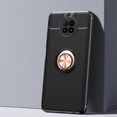 Voor Xiaomi Redmi Note 9 5G metalen ringhouder 360 graden roterende TPU-hoes (zwart + roségoud)