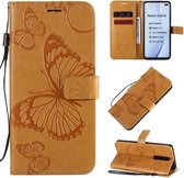 Voor Xiaomi Redmi K30 3D Vlinders Embossing Patroon Horizontale Flip Leren Case met Houder & Kaartsleuf & Portemonnee & Lanyard (Geel)