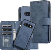 Voor Samsung Galaxy S10 + Retro 2 in 1 afneembare magnetische horizontale flip TPU + PU lederen tas met houder & kaartsleuven & fotolijst & portemonnee (donkerblauw)