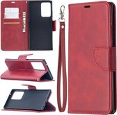 Voor Samsung Galaxy Note 20 Ultra Retro Lambskin Texture Pure Color Horizontale Flip PU Leather Case, met houder & kaartsleuven & portemonnee & lanyard (rood)