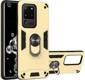 Voor Samsung Galaxy S20 Ultra 2 in 1 Armor Series PC + TPU beschermhoes met ringhouder (goud)