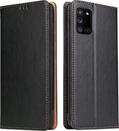 Voor Samsung Galaxy A31 Fierre Shann PU lederen textuur horizontale flip lederen tas met houder & kaartsleuven & portemonnee (zwart)