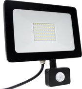 LED Floodlight - Bouwlamp 50W met sensor - 6500K - Daglicht wit (865)