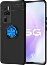 Voor VIVO X50 Pro + metalen ringhouder 360 graden roterende TPU-hoes (zwart + blauw)