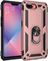 Voor OPPO A5 / A3s schokbestendige TPU + pc-beschermhoes met 360 graden roterende houder (roségoud)