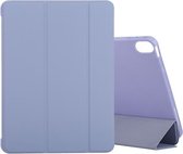 Voor iPad Air (2020) 10.9 siliconen 3-vouwbare lederen hoes met volledige dekking (paars)