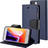 GOOSPERY SONATA DAGBOEK voor iPhone 8 Plus & 7 Plus Zakelijke stijl magnetische sluiting Horizontale flip lederen tas met houder & kaartsleuven en portemonnee (marineblauw)