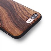 Voor iPhone 8 Plus & 7 Plus houtstructuur lederen pasta beschermende achterkant hoes (bruin)