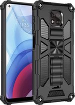 Voor Motorola Moto G Power (2021) Schokbestendige TPU + PC magnetische beschermhoes met houder (zwart)