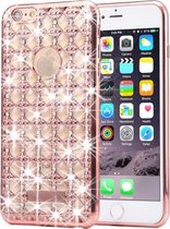 Voor iPhone 6 & 6s Agaat en diamant bezette galvaniseren TPU beschermende achterkant van de behuizing (roségoud)