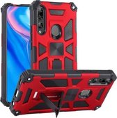 Voor Huawei Y9 Prime (2019) schokbestendig TPU + pc magnetische beschermhoes met houder (rood)