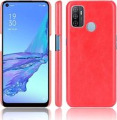 Voor OPPO A53 (2020) / A32 (2020) Schokbestendige Litchi Texture PC + PU-hoes (rood)