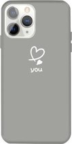 Voor iPhone 11 Pro Love-heart Letter Pattern Colorful Frosted TPU telefoon beschermhoes (grijs)