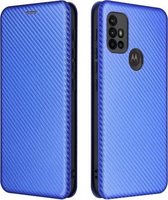 Voor Motorola Moto G30 / G10 Carbon Fiber Texture Magnetische Horizontale Flip TPU + PC + PU Leather Case met Card Slot (Blue)