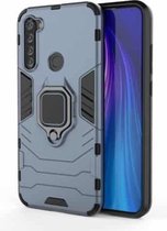 Voor Geschikt voor Xiaomi Redmi Note 8T schokbestendige pc + TPU beschermhoes met magnetische ringhouder (marineblauw)