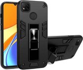 Voor Xiaomi Redmi 9C 2 in 1 PC + TPU schokbestendige beschermhoes met onzichtbare houder (zwart)