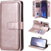 Voor Xiaomi Redmi Note 8 multifunctionele magnetische koperen gesp horizontale flip effen kleur lederen tas met 10 kaartsleuven & portemonnee & houder & fotolijst (rose goud)