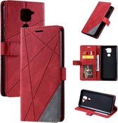 Voor Geschikt voor Xiaomi Redmi Note 9 Skin Feel Splicing Horizontale flip lederen tas met houder & kaartsleuven & portemonnee & fotolijst (rood)