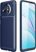 Voor Xiaomi Mi 10T Lite 5G koolstofvezel textuur schokbestendig TPU-hoesje (blauw)