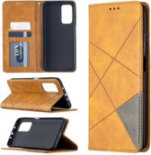 Voor Xiaomi Mi 10T / 10 Pro 5G Rhombus Texture Horizontale Flip Magnetische Leren Case met Houder & Kaartsleuven (Geel)