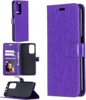 Voor Geschikt voor Xiaomi Mi 10T Pro Crazy Horse Texture Horizontale flip lederen tas met houder & kaartsleuven & portemonnee & fotolijst (paars)