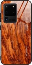 Voor Samsung Galaxy S20 Ultra Wood Grain Glass beschermhoes (M06)