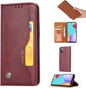 Voor Samsung Galaxy A52 5G Kneed Huidtextuur Horizontale Flip Leren Case met Fotolijst & Houder & Kaartsleuven & Portemonnee (Wijnrood)