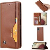 Voor Samsung Galaxy A12 5G Kneed Huidtextuur Horizontale Flip Leren Case met Fotolijst & Houder & Kaartsleuven & Portemonnee (Bruin)
