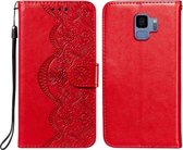 Voor Samsung Galaxy S9 Flower Vine Embossing Pattern Horizontale Flip Leather Case met Card Slot & Holder & Wallet & Lanyard (Red)