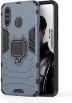 PC + TPU schokbestendige beschermhoes met magnetische ringhouder voor Galaxy A8s (marineblauw)
