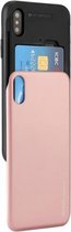 GOOSPERY voor iPhone X / XS TPU + PC Sky Slide Bumper beschermende achterkant van de behuizing met kaartsleuven (roségoud)