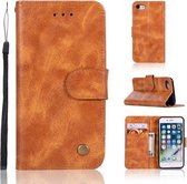 Voor iPhone 6 Plus / 6s Plus Retro Koperen Gesp Crazy Horse Horizontale Flip PU Leren Case met Houder & Kaartsleuven & Portemonnee & Lanyard (Goudgeel)