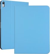 Open effen kleur elastische lederen tas voor iPad Pro 11 inch met standaard met slaapfunctie, TPU Soft Shell bodembehuizing (lichtblauw)