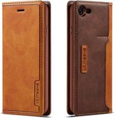 Voor iPhone 7/8 LC.IMEEKE LC-001-serie PU + TPU kleuraanpassing Frosted horizontale flip lederen tas met houder en kaartsleuf (bruin)