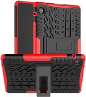 Voor Huawei MatePad T8 Bandentextuur Schokbestendig TPU + PC beschermhoes met houder (rood)