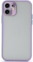 Volledige dekking TPU + pc-beschermhoes met metalen lensafdekking voor iPhone 12 Pro Max (paarsblauw)